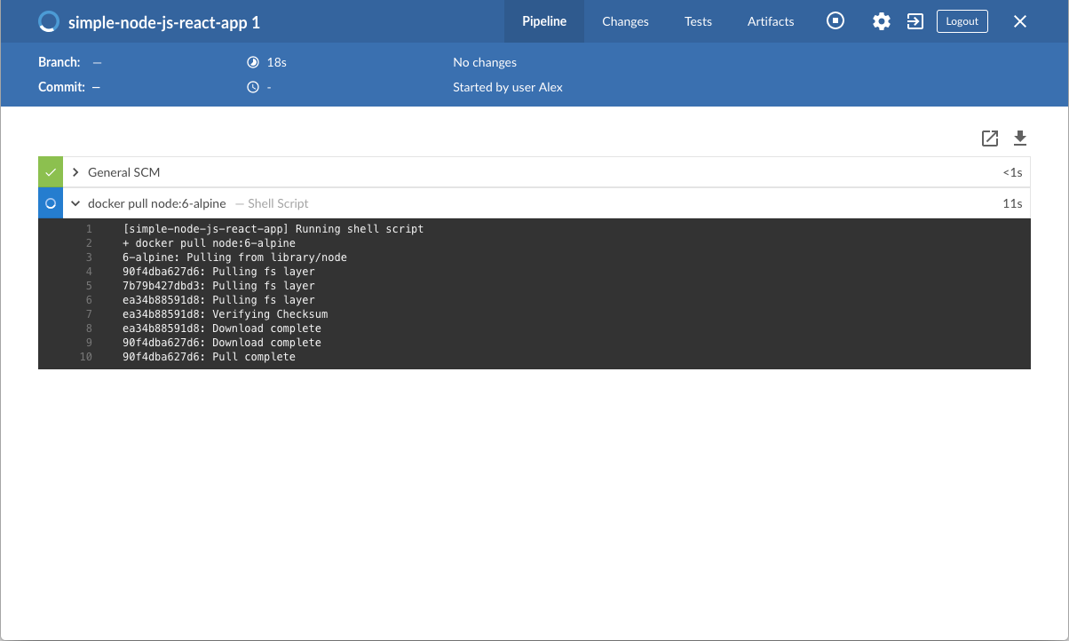 Downloading Node Docker image